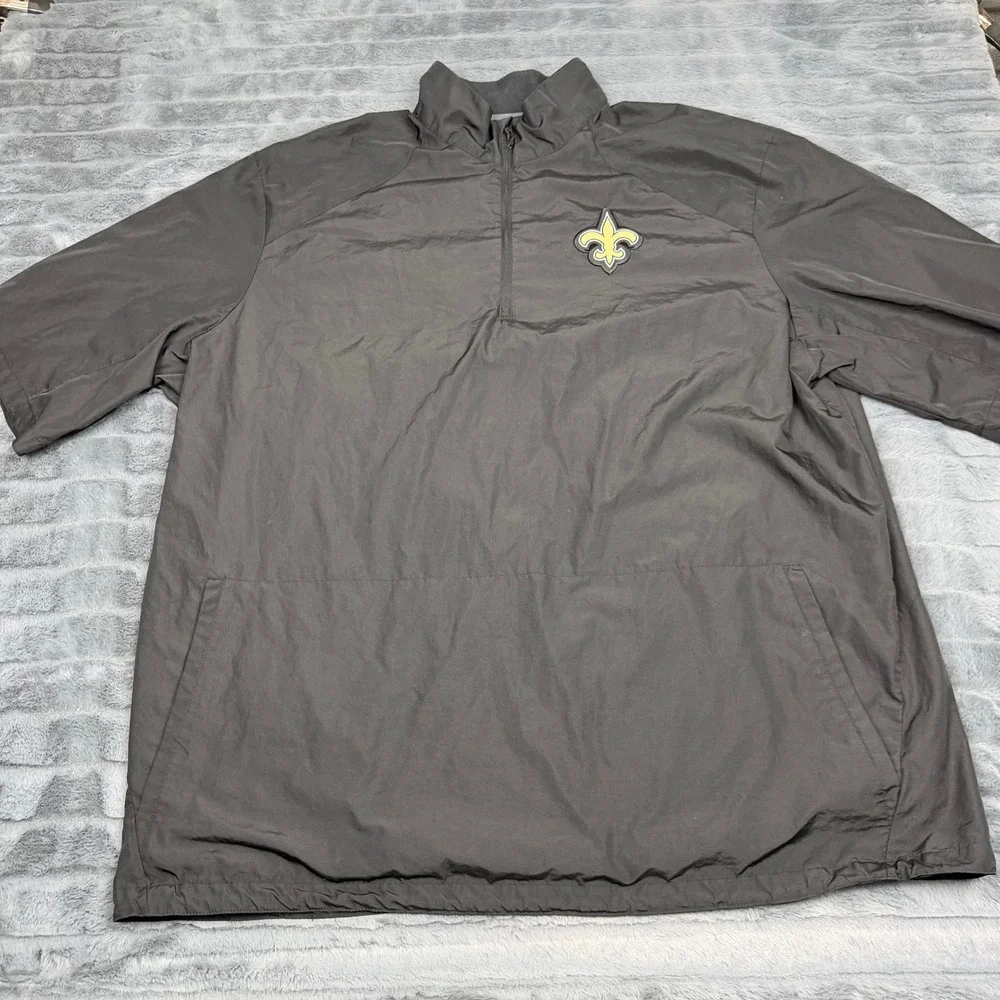 Nike New Orleans Saints NFL Windbreaker Quarter Zip Short Sleeve Grey 3XLT